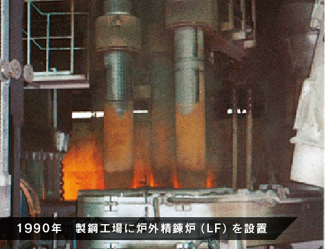 1990年　製鋼工場に炉外精錬炉（LF）を設置